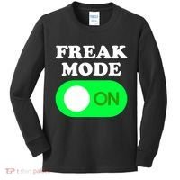 FREAK MODE ON - Funny Power Button Freaky Viral Slang Meme  Kids Long Sleeve Shirt thumb 0