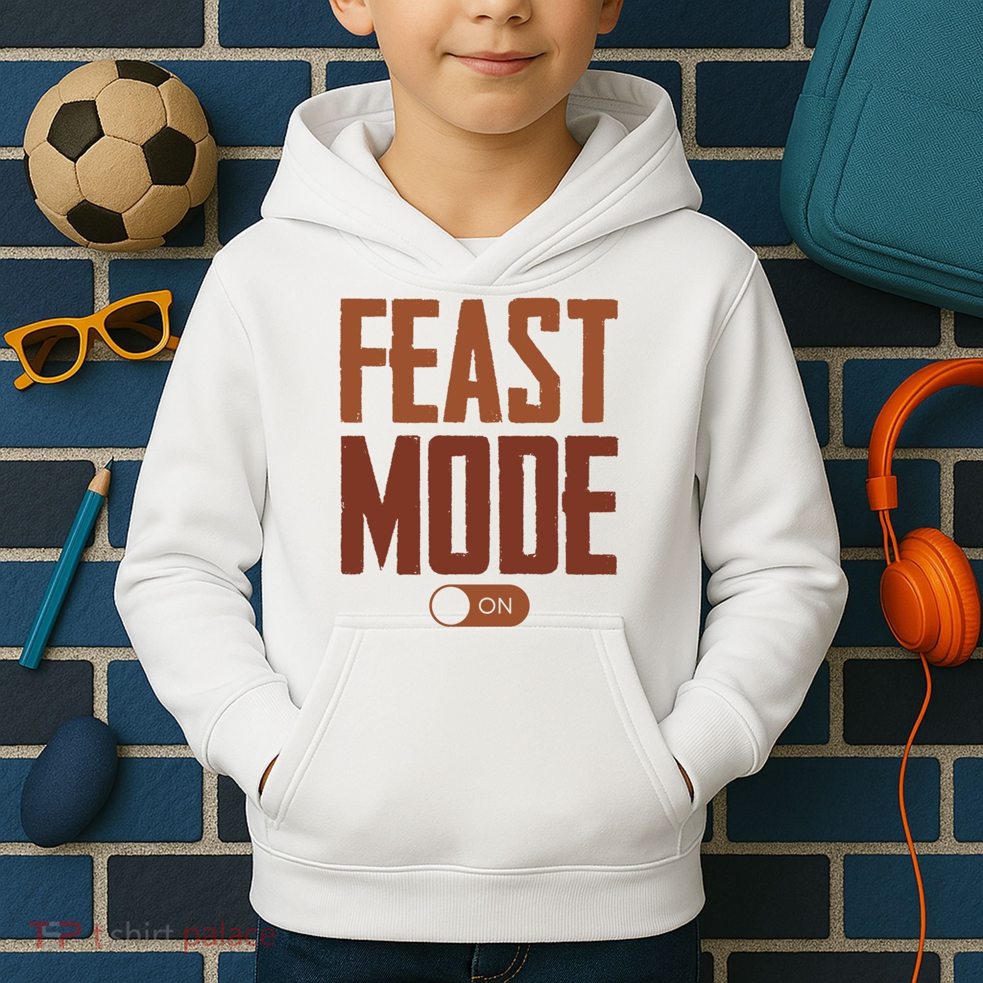 Feast Mode On Funny Thanksgiving Holiday Kids Hoodie
