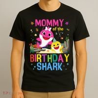 Funny Mommy Of The Birthday Family Shark  T-Shirt thumb 3