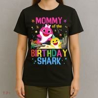Funny Mommy Of The Birthday Family Shark  T-Shirt thumb 4