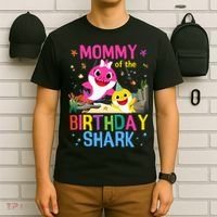 Funny Mommy Of The Birthday Family Shark  T-Shirt thumb 6
