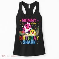 Funny Mommy Of The Birthday Family Shark  Women's Tank Top thumb 0