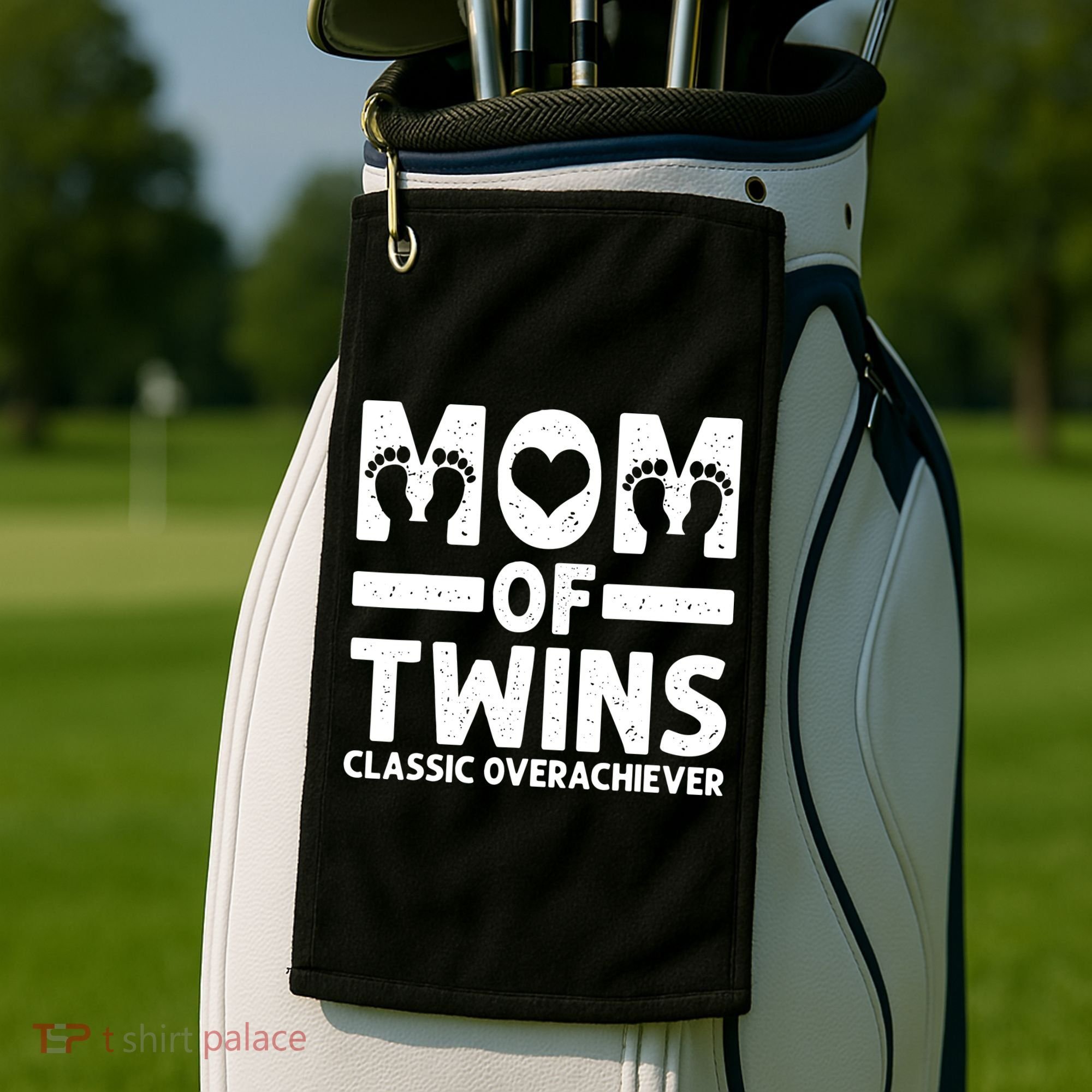 Funny Mom Of Twins Classic Overachiever Cool Twin Mom Gift Golf Towel
