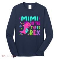 Funny Mimi Of The Birthday Three Rex Dinosaur Long Sleeve Shirt thumb 0