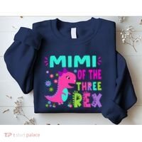 Funny Mimi Of The Birthday Three Rex Dinosaur Sweatshirt thumb 2