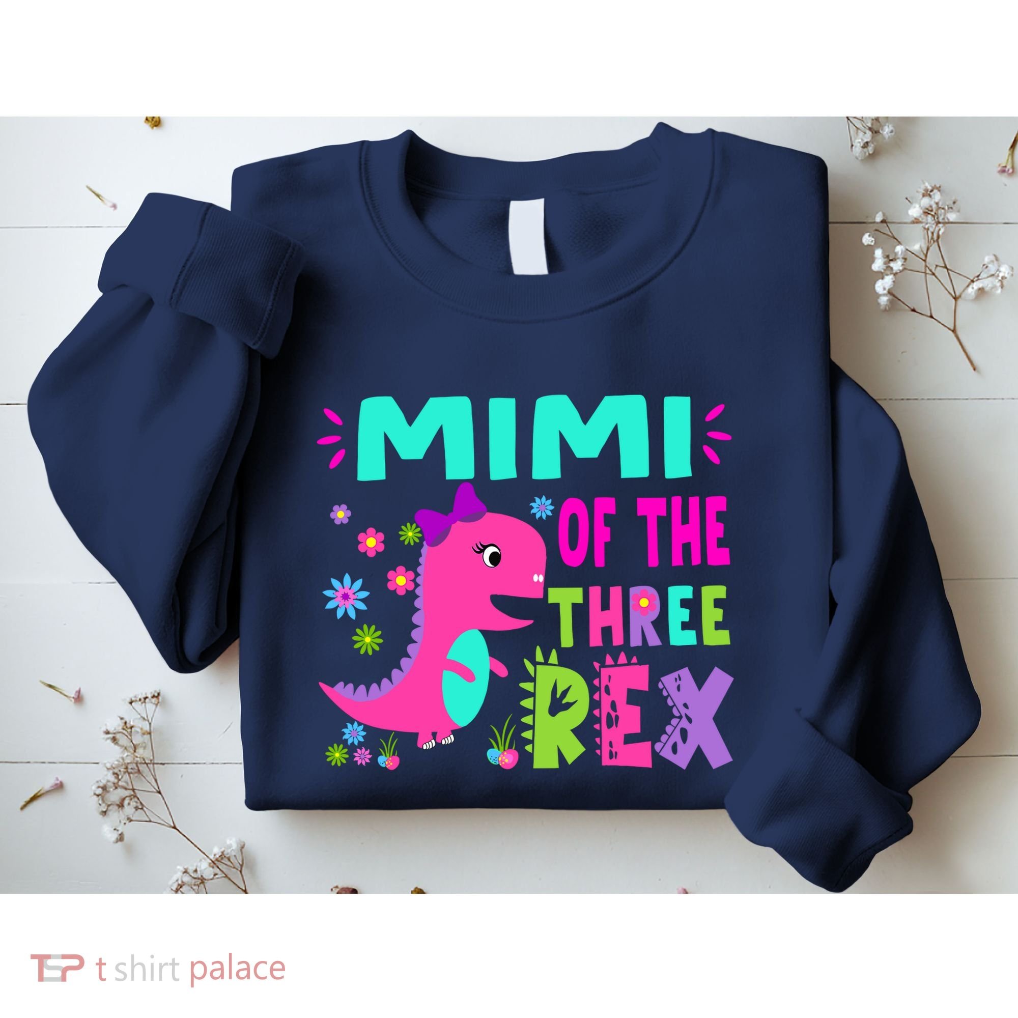 Funny Mimi Of The Birthday Three Rex Dinosaur Sweatshirt