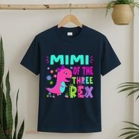 Funny Mimi Of The Birthday Three Rex Dinosaur T-Shirt thumb 2