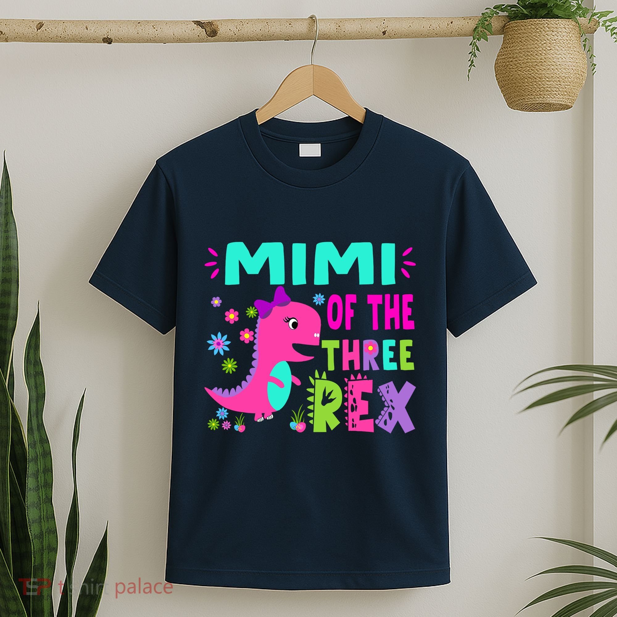 Funny Mimi Of The Birthday Three Rex Dinosaur T-Shirt