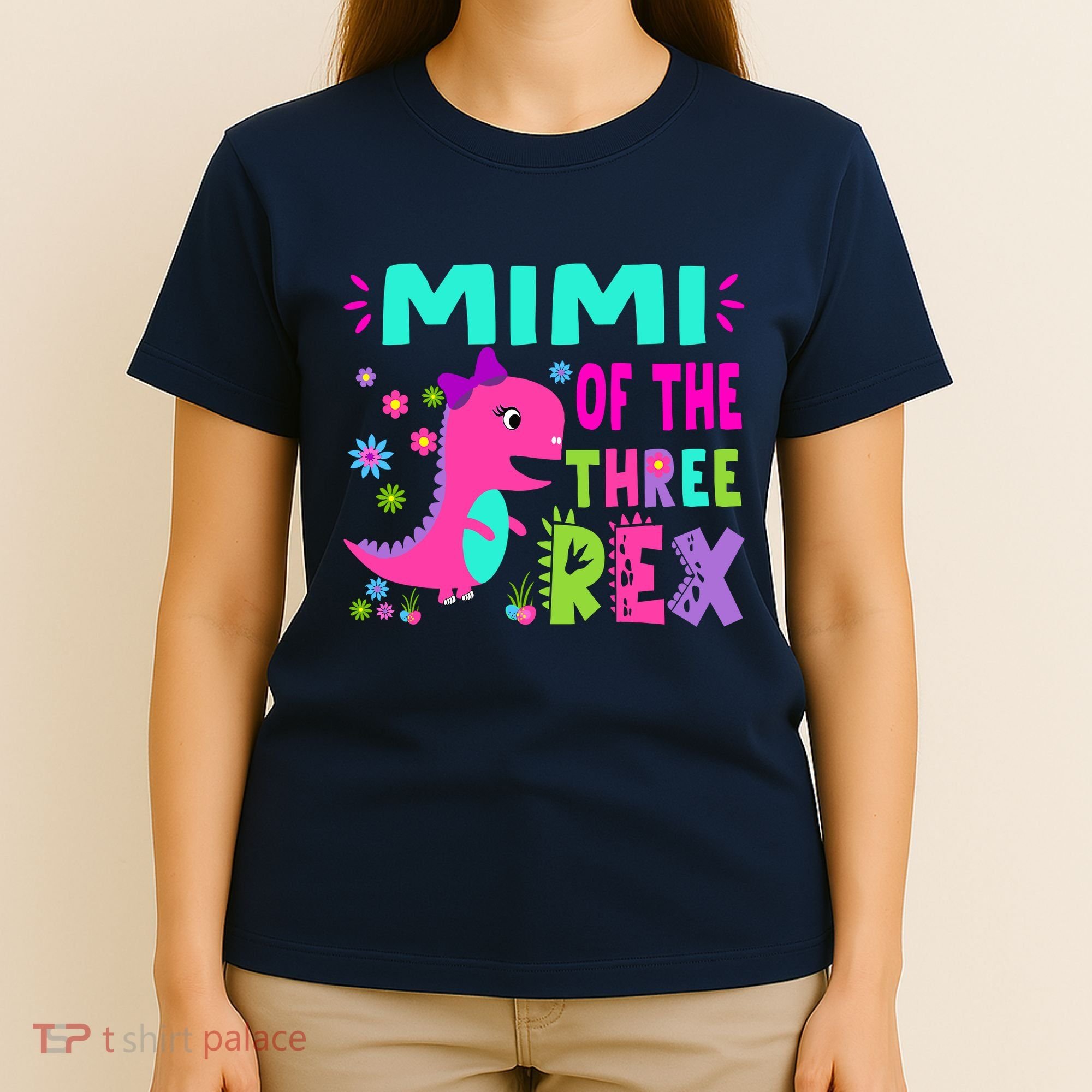 Funny Mimi Of The Birthday Three Rex Dinosaur T-Shirt