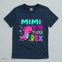 Funny Mimi Of The Birthday Three Rex Dinosaur T-Shirt thumb 5