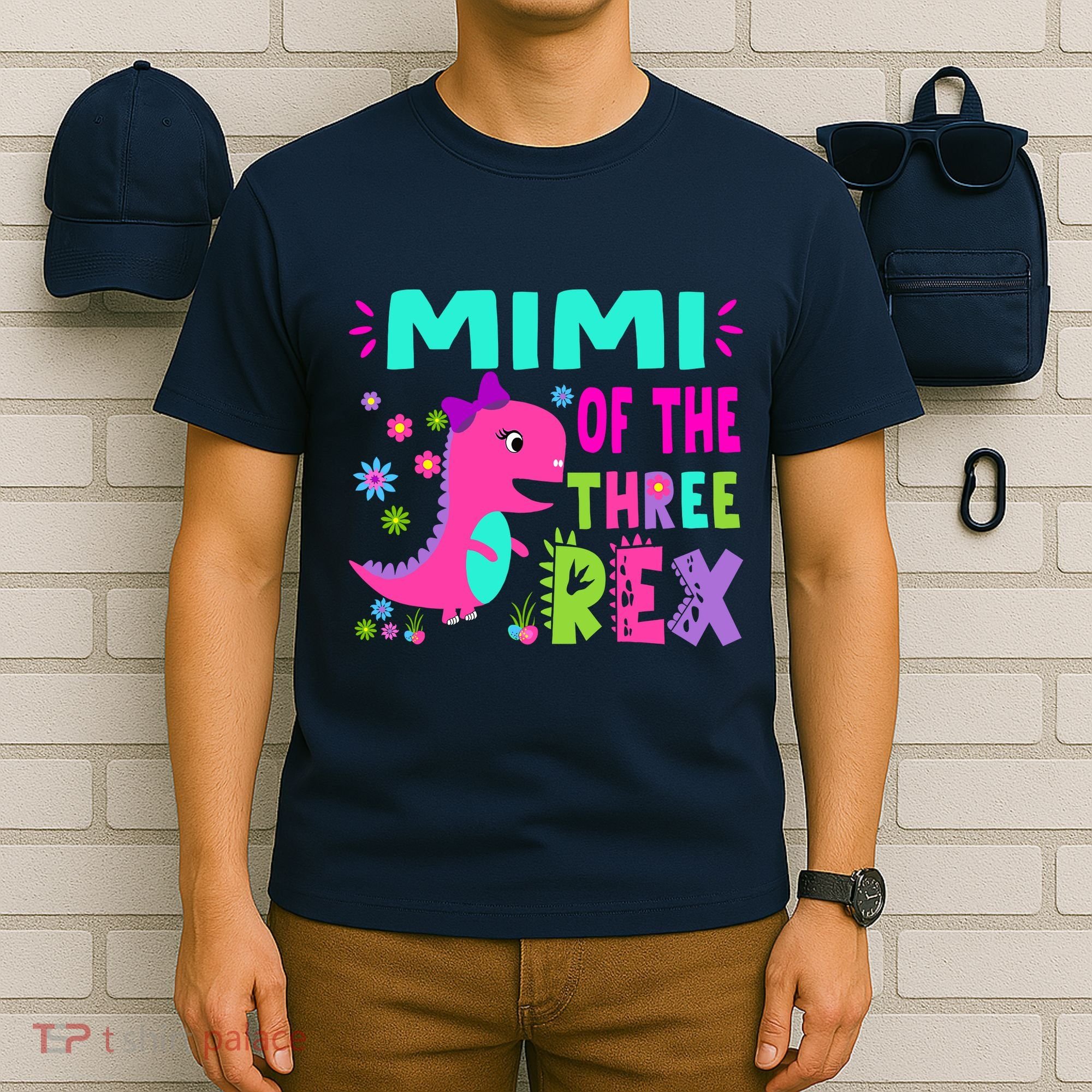 Funny Mimi Of The Birthday Three Rex Dinosaur T-Shirt