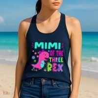 Funny Mimi Of The Birthday Three Rex Dinosaur Women's Tank Top thumb 2