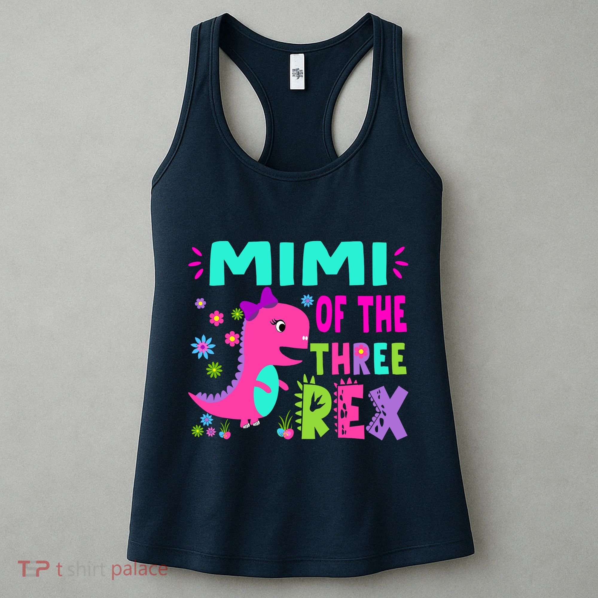 Funny Mimi Of The Birthday Three Rex Dinosaur Women's Tank Top