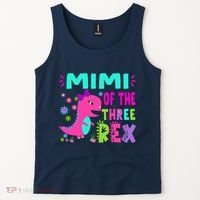 Funny Mimi Of The Birthday Three Rex Dinosaur Tank Top thumb 2