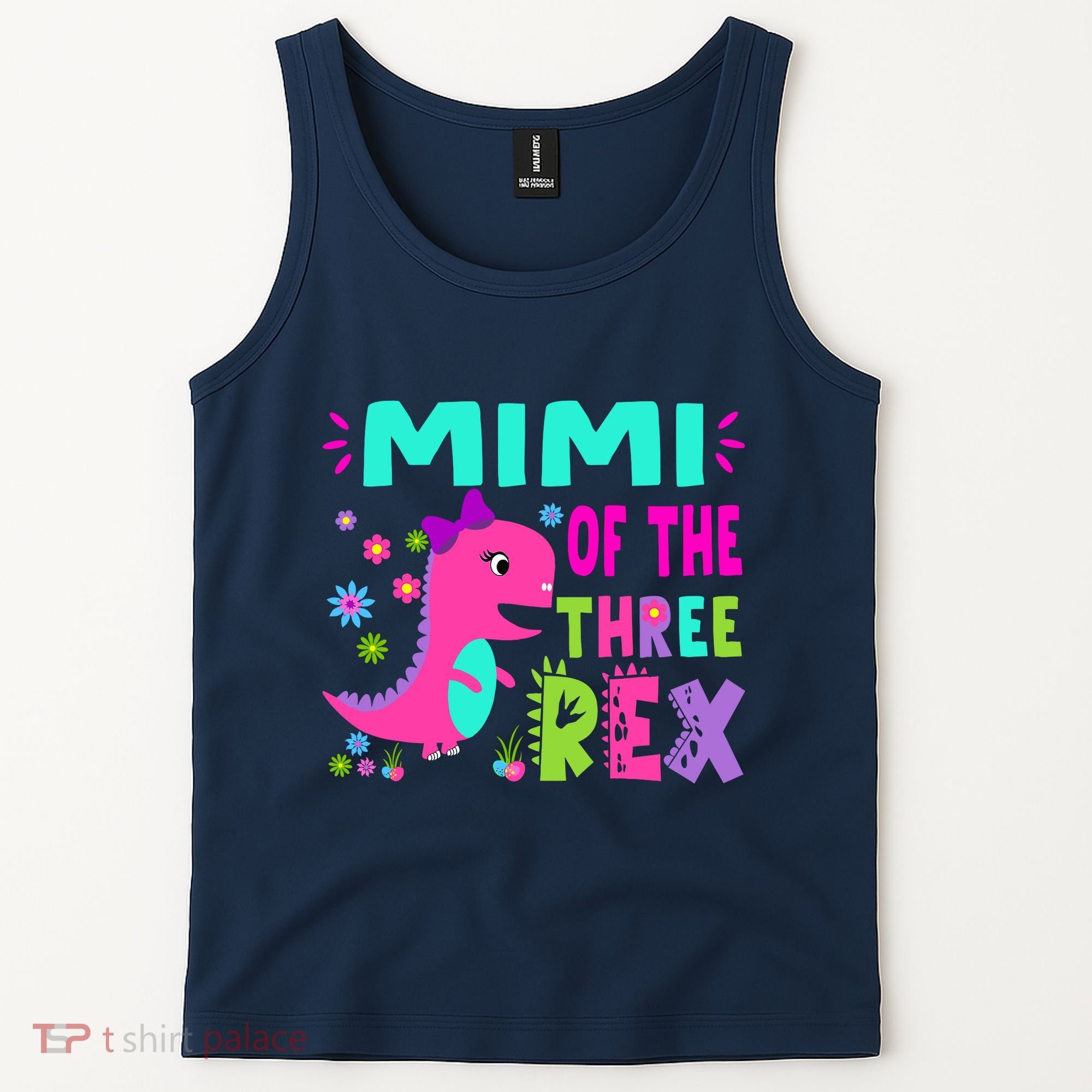 Funny Mimi Of The Birthday Three Rex Dinosaur Tank Top