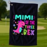 Funny Mimi Of The Birthday Three Rex Dinosaur Golf Towel thumb 1