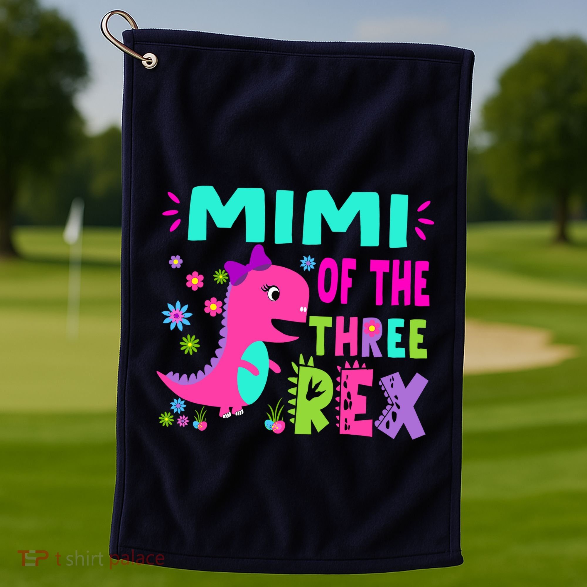 Funny Mimi Of The Birthday Three Rex Dinosaur Golf Towel