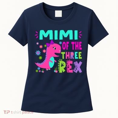 Funny Mimi Of The Birthday Three Rex Dinosaur Women's T-Shirt