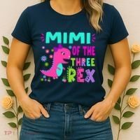 Funny Mimi Of The Birthday Three Rex Dinosaur Women's T-Shirt thumb 2