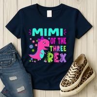 Funny Mimi Of The Birthday Three Rex Dinosaur Women's T-Shirt thumb 3