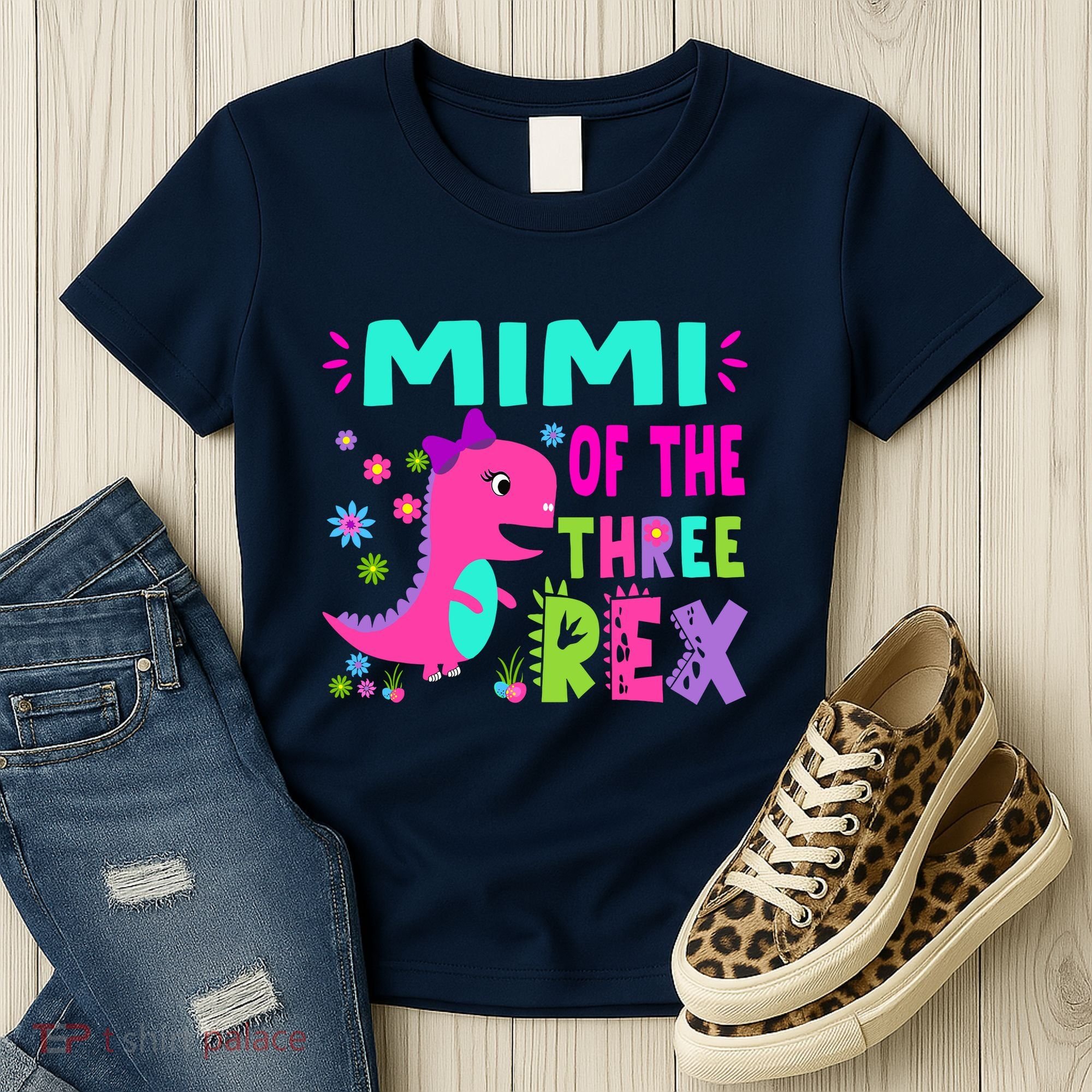 Funny Mimi Of The Birthday Three Rex Dinosaur Women's T-Shirt