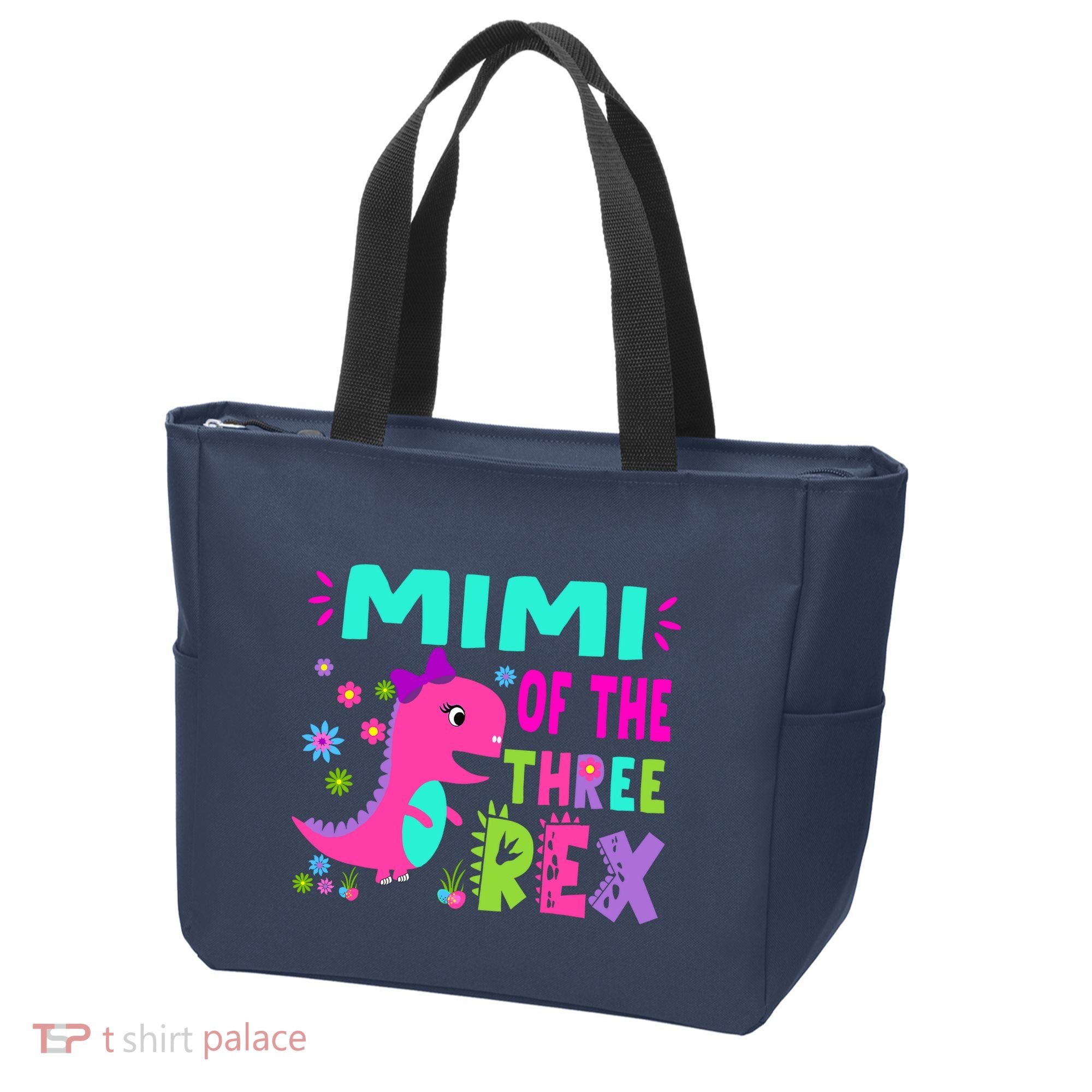 Funny Mimi Of The Birthday Three Rex Dinosaur Tote Bag