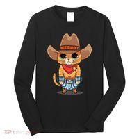 Funny Meowdy Orange Tabby Cat Cow Hat Howdy Meow Meme Long Sleeve Shirt thumb 0
