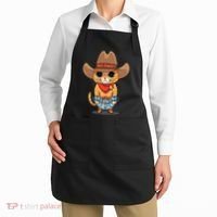 Funny Meowdy Orange Tabby Cat Cow Hat Howdy Meow Meme Apron thumb 2