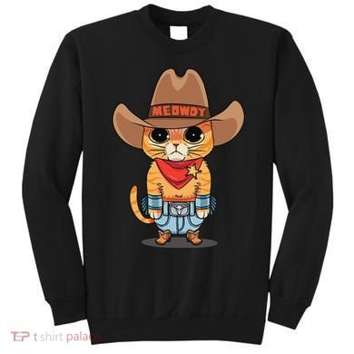 Funny Meowdy Orange Tabby Cat Cow Hat Howdy Meow Meme Sweatshirt