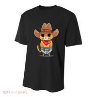 Funny Meowdy Orange Tabby Cat Cow Hat Howdy Meow Meme Youth Performance Sprint T-Shirt thumb 0