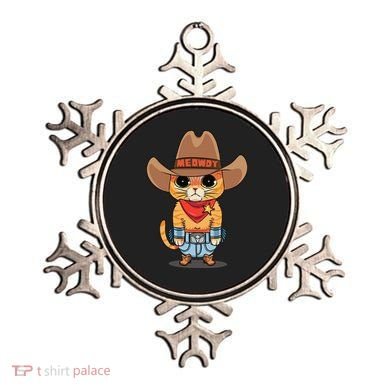 Funny Meowdy Orange Tabby Cat Cow Hat Howdy Meow Meme Ornament