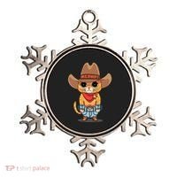 Funny Meowdy Orange Tabby Cat Cow Hat Howdy Meow Meme Ornament thumb 0