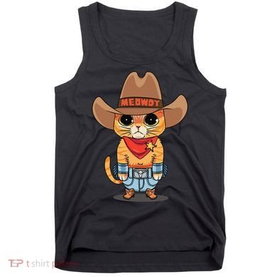 Funny Meowdy Orange Tabby Cat Cow Hat Howdy Meow Meme Tank Top