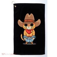 Funny Meowdy Orange Tabby Cat Cow Hat Howdy Meow Meme Golf Towel thumb 0