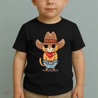 Funny Meowdy Orange Tabby Cat Cow Hat Howdy Meow Meme Toddler T-Shirt thumb 2