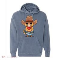 Funny Meowdy Orange Tabby Cat Cow Hat Howdy Meow Meme Comfort Colors Garment-Dyed Hooded Sweatshirt thumb 0