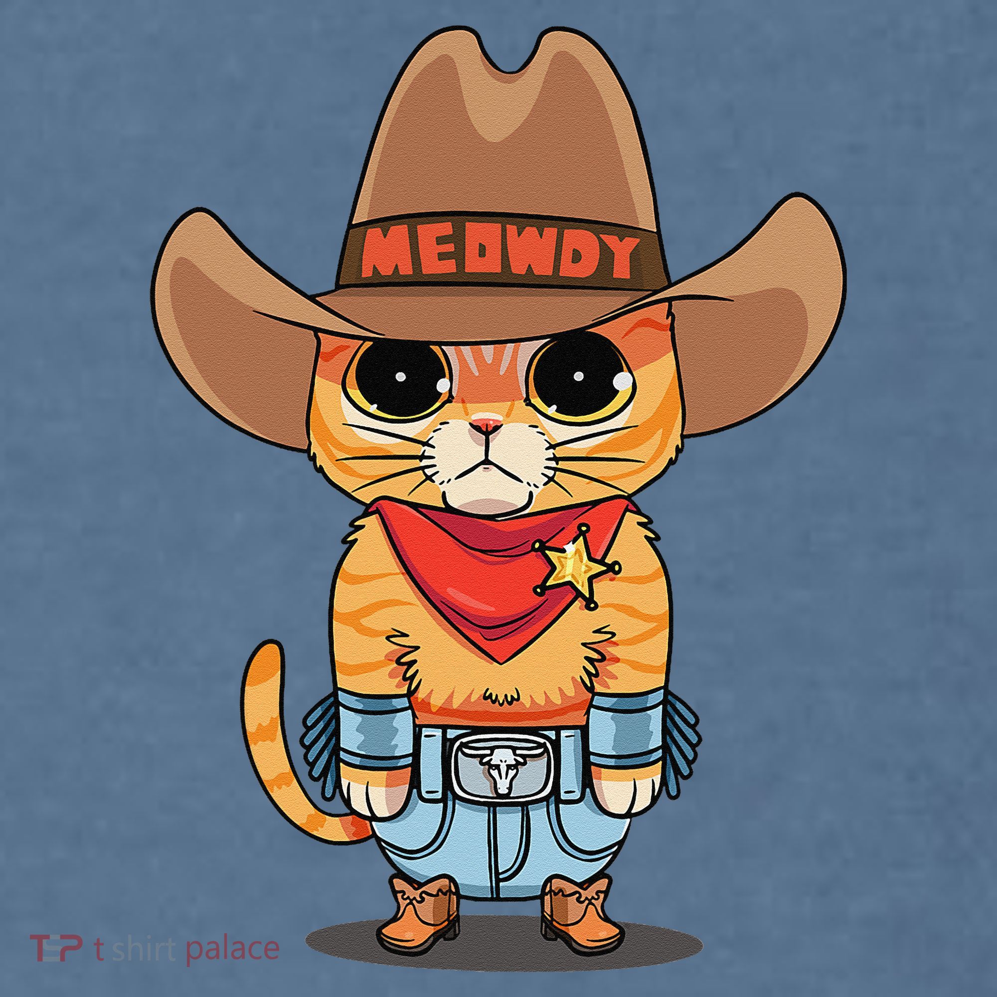 Funny Meowdy Orange Tabby Cat Cow Hat Howdy Meow Meme Comfort Colors Garment-Dyed Hooded Sweatshirt