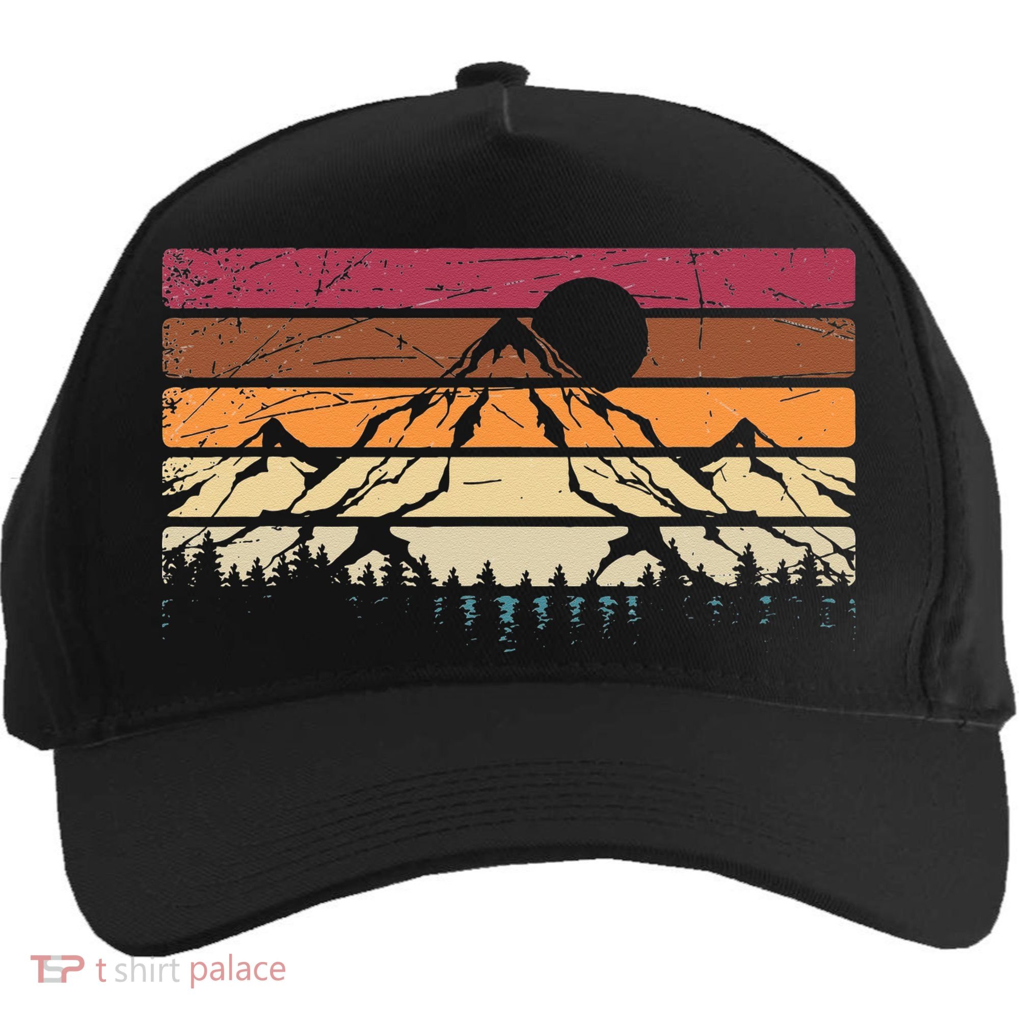 Forest Mountain Outdoors Nature Wildlife Trees Retro Hiking Five-Panel Snapback Cap