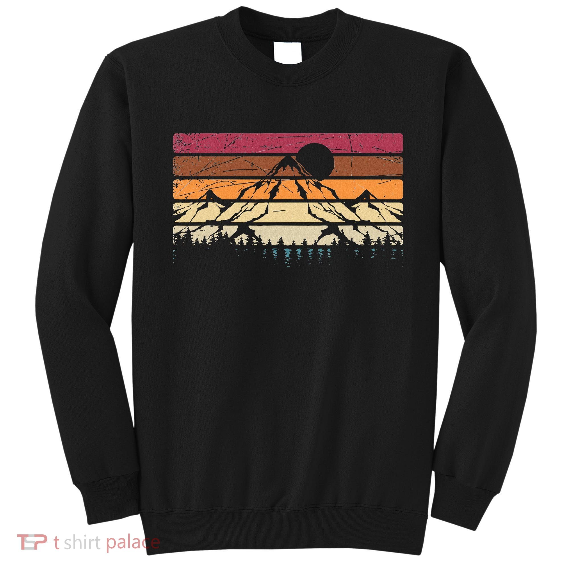 Forest Mountain Outdoors Nature Wildlife Trees Retro Hiking Sweatshirt