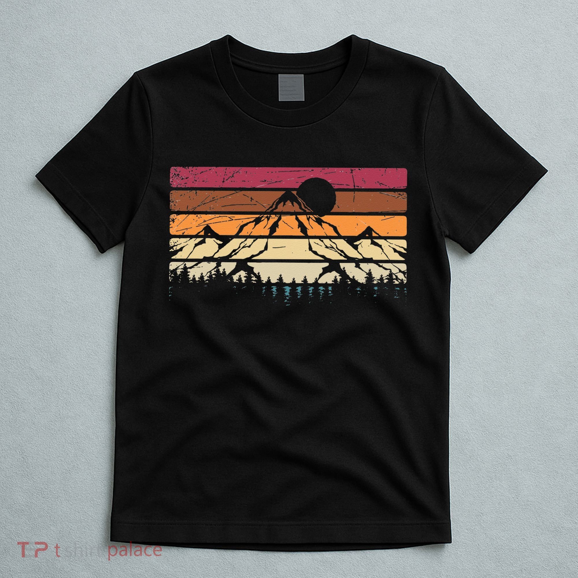 Forest Mountain Outdoors Nature Wildlife Trees Retro Hiking T-Shirt