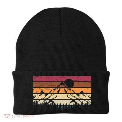Forest Mountain Outdoors Nature Wildlife Trees Retro Hiking Beanie