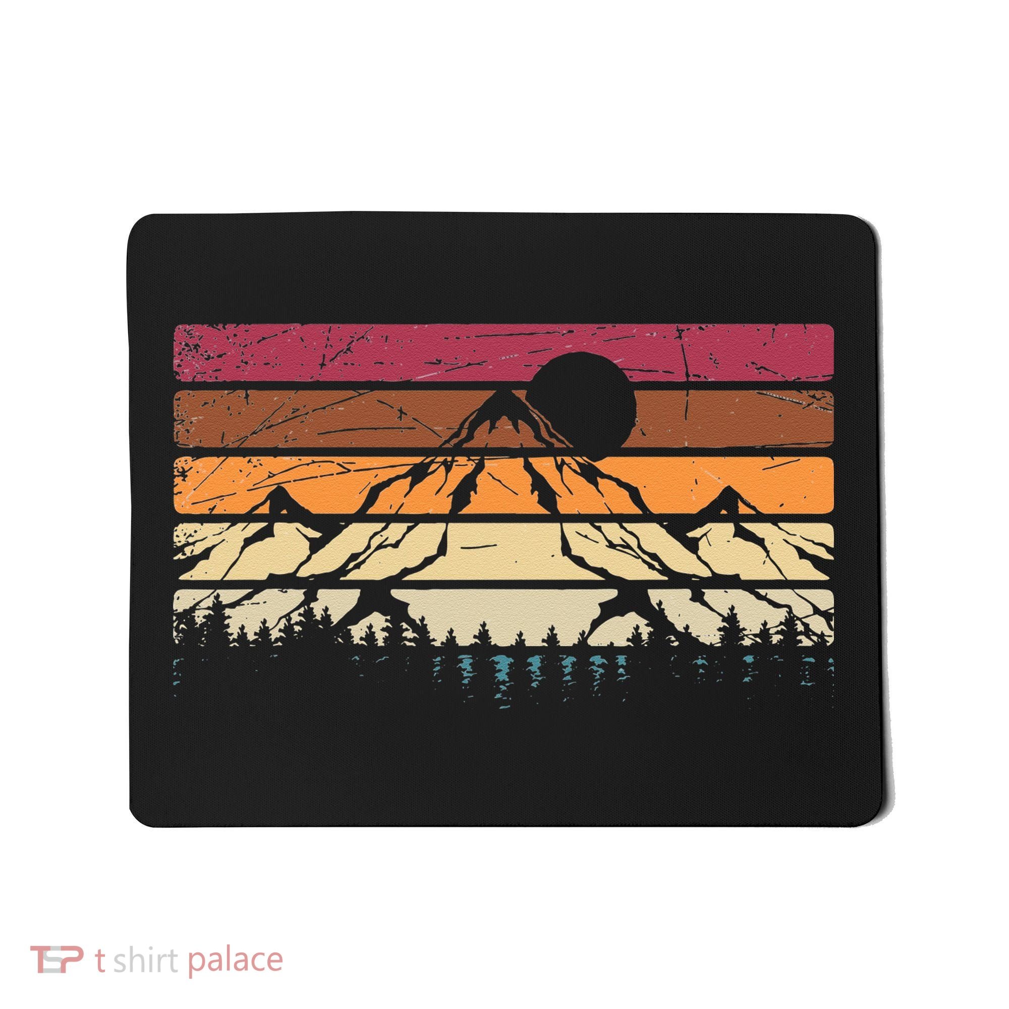 Forest Mountain Outdoors Nature Wildlife Trees Retro Hiking Mousepad