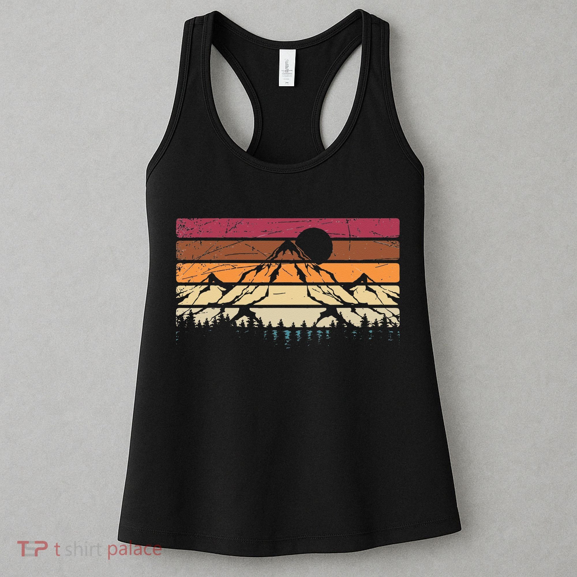 Forest Mountain Outdoors Nature Wildlife Trees Retro Hiking Women's Tank Top