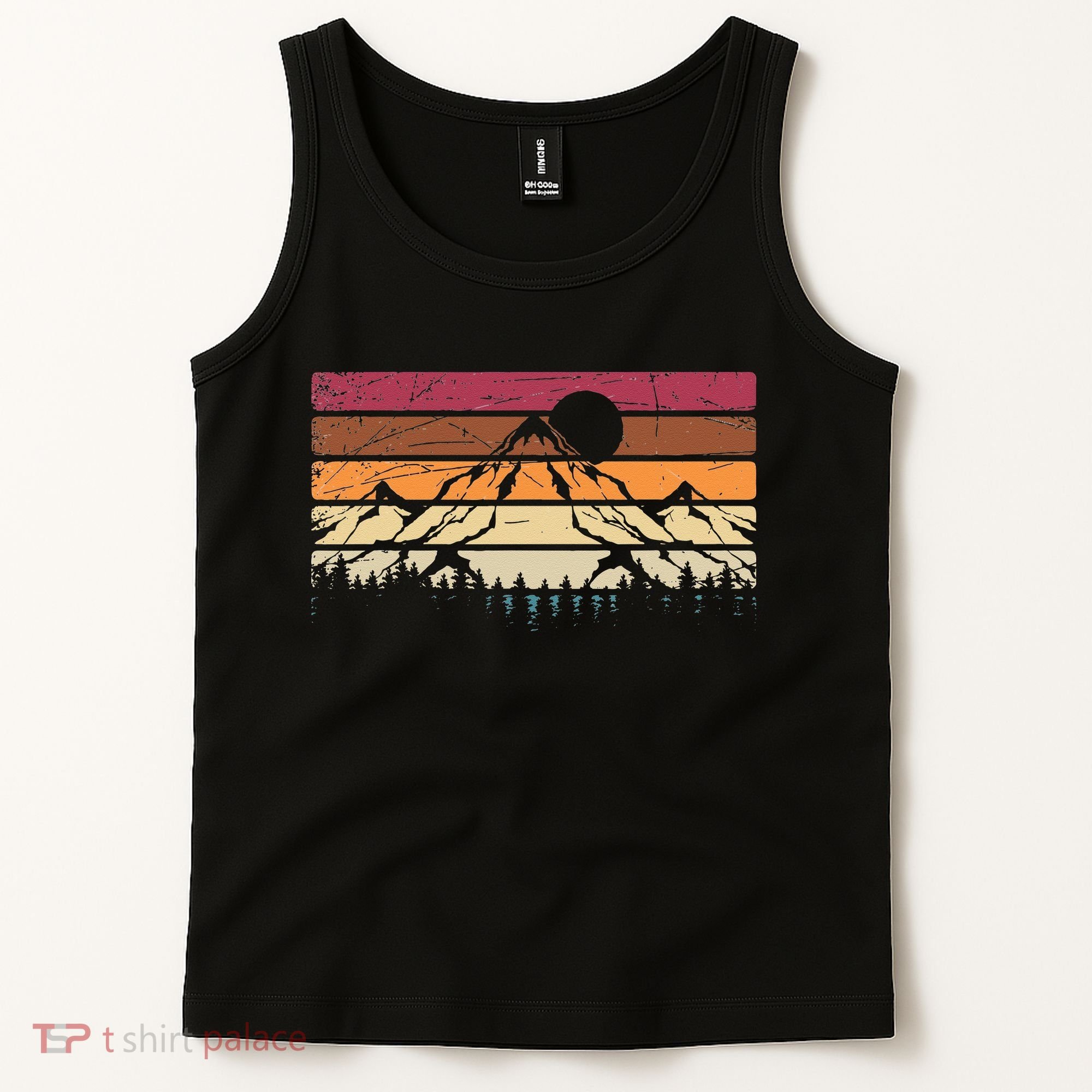 Forest Mountain Outdoors Nature Wildlife Trees Retro Hiking Tank Top