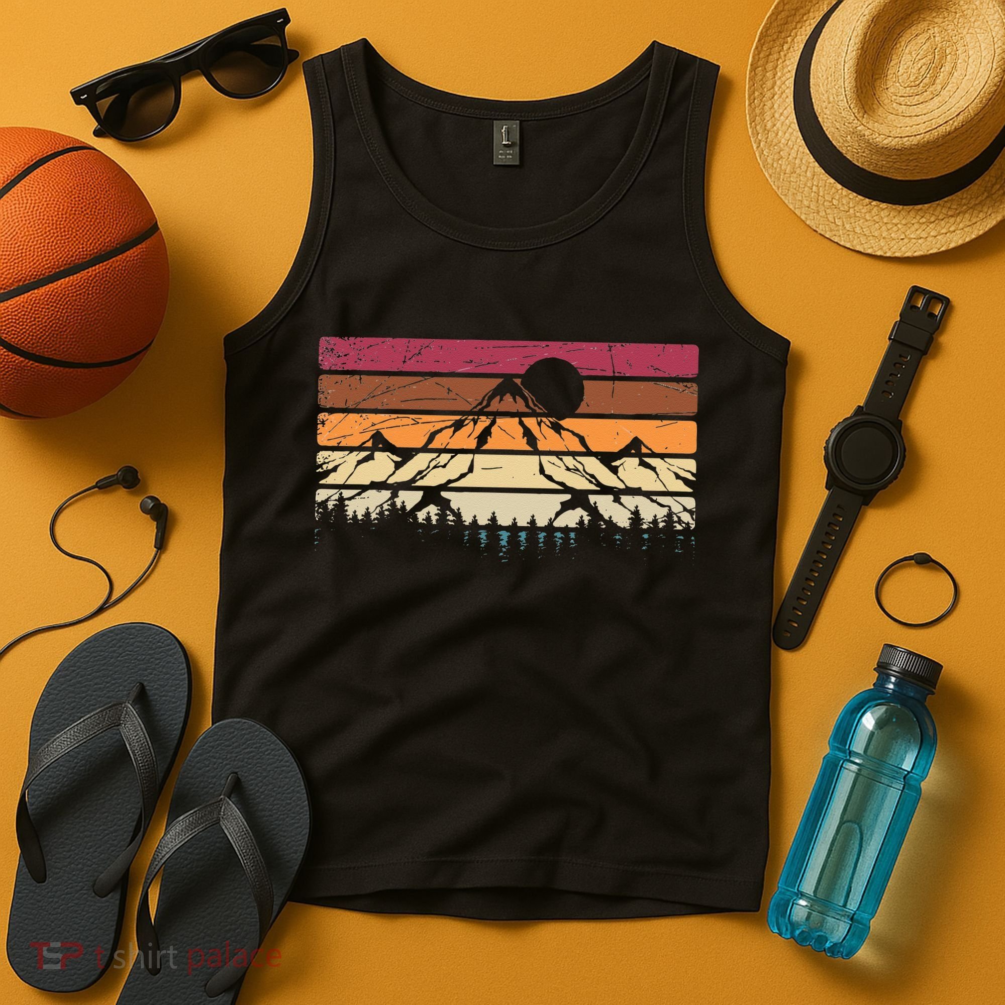 Forest Mountain Outdoors Nature Wildlife Trees Retro Hiking Tank Top