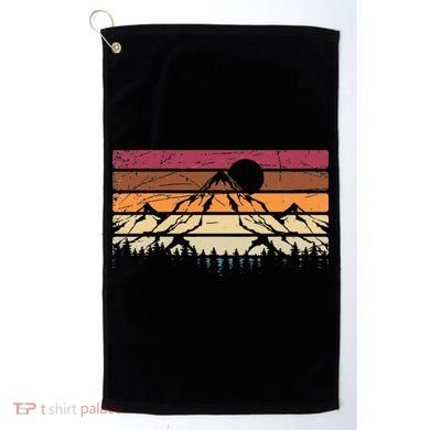 Forest Mountain Outdoors Nature Wildlife Trees Retro Hiking Golf Towel