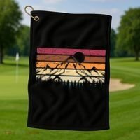 Forest Mountain Outdoors Nature Wildlife Trees Retro Hiking Golf Towel thumb 1