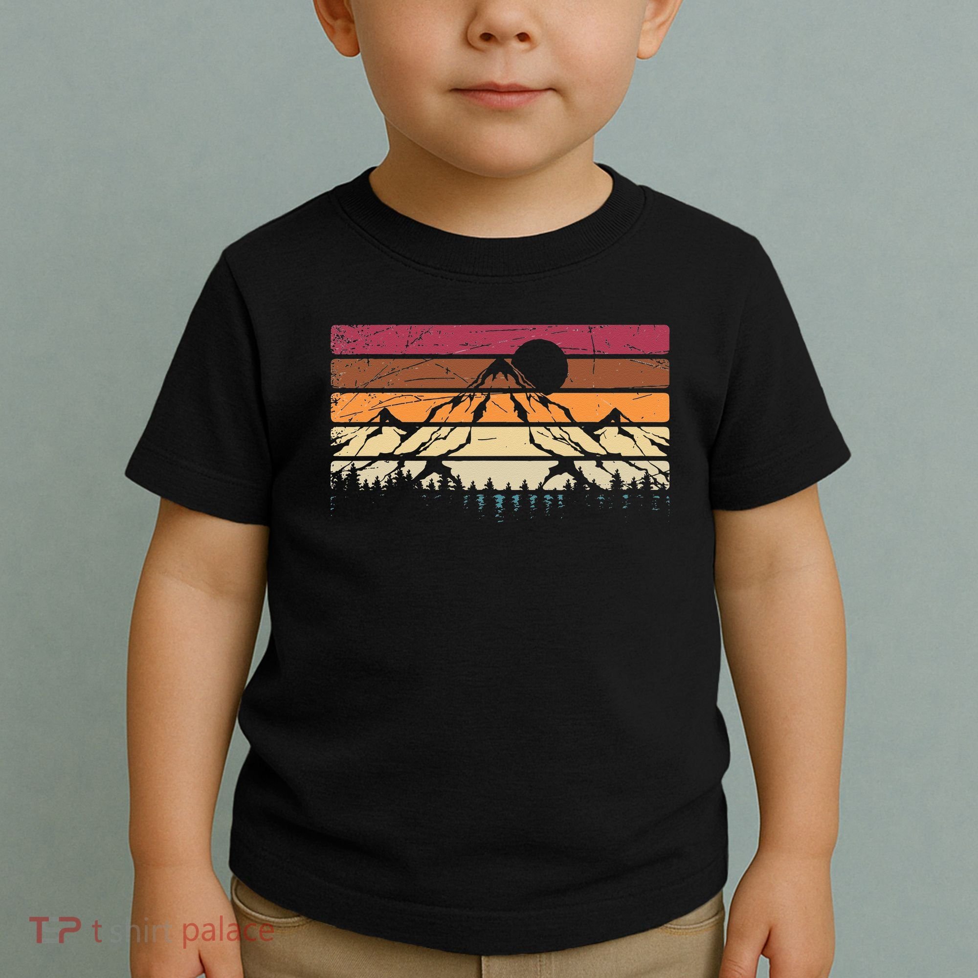 Forest Mountain Outdoors Nature Wildlife Trees Retro Hiking Toddler T-Shirt