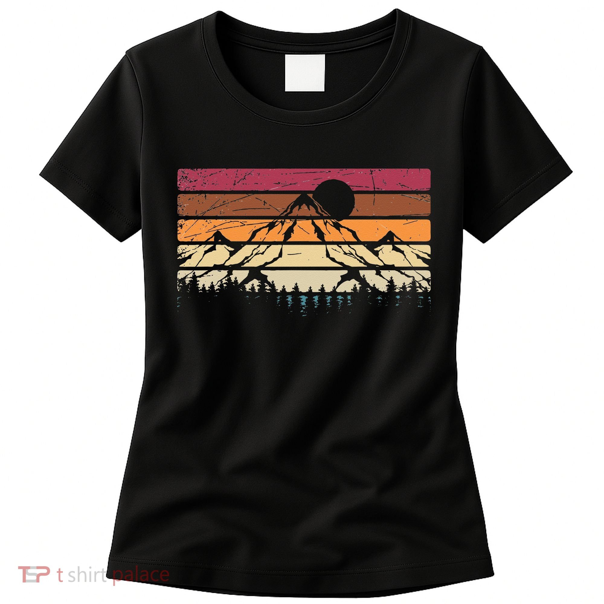 Forest Mountain Outdoors Nature Wildlife Trees Retro Hiking Women's T-Shirt