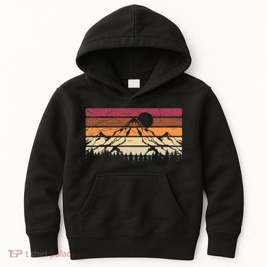Forest Mountain Outdoors Nature Wildlife Trees Retro Hiking Kids Hoodie